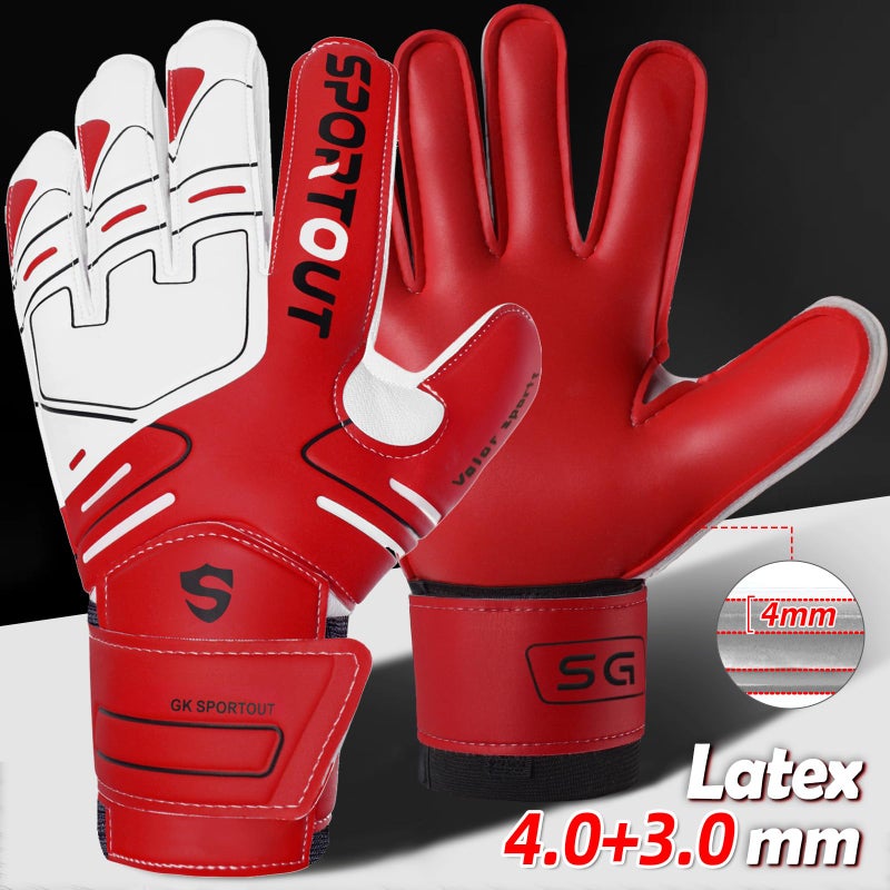 Sportout Youth&Adult Goalie Goalkeeper Gloves,Strong Grip for The Toughest Saves, with Finger Spines to Give Splendid Protection to Prevent Injuries 3 Colors (Red, 9) - Image 2